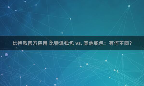 比特派官方应用 比特派钱包 vs. 其他钱包：有何不同？