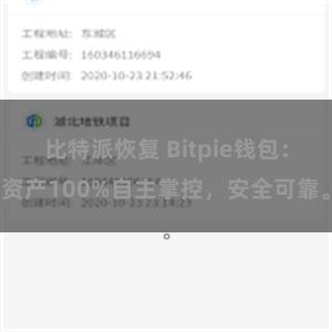 比特派恢复 Bitpie钱包：资产100%自主掌控，安全可靠。