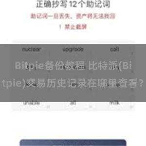 Bitpie备份教程 比特派(Bitpie)交易历史记录在哪里查看？