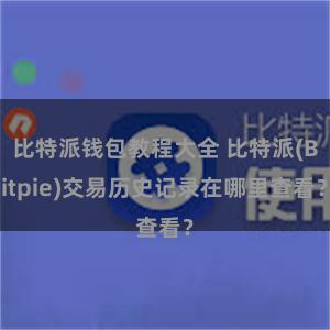 比特派钱包教程大全 比特派(Bitpie)交易历史记录在哪里查看？