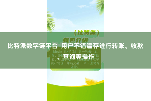 比特派数字链平台  用户不错温存进行转账、收款、查询等操作