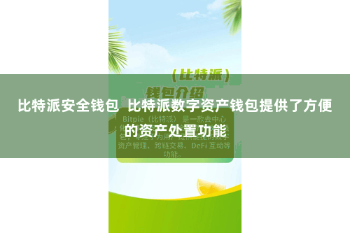 比特派安全钱包  比特派数字资产钱包提供了方便的资产处置功能